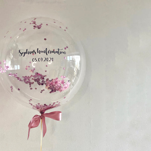Ballonpost - Confetti Bubble ballon - Navn, begivenhed & dato